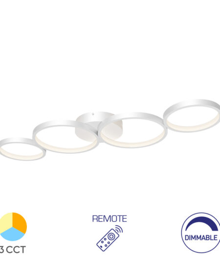 LED plafonjera NELA Bela – 60W RND, sa daljinskim