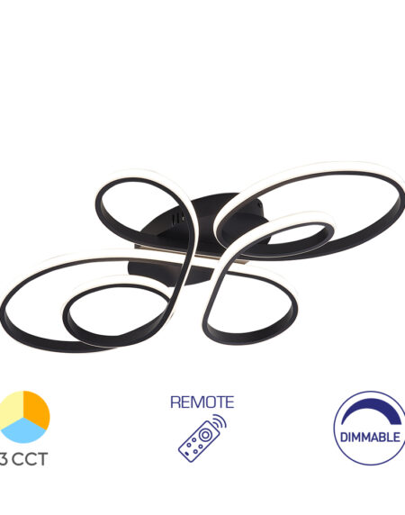 LED plafonjera NELA Crna – 65W RND, sa daljinskim