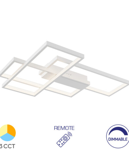 LED plafonjera NELA Bela – 65W SQR, sa daljinskim