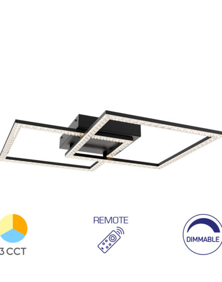 LED Plafonjera CRYSTAL A Crna 55W 3u1