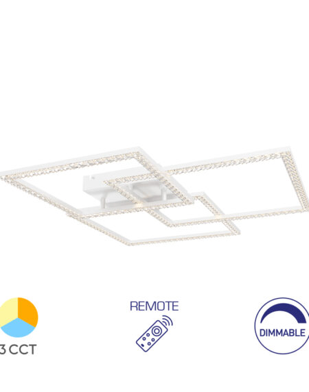 LED Plafonjera CRYSTAL B Bela 80W 3u1