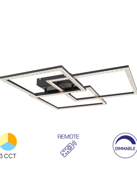 LED Plafonjera CRYSTAL B Crna 80W 3u1