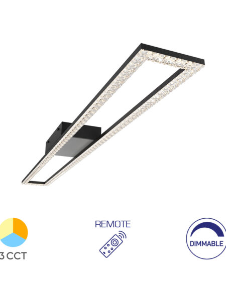 LED Plafonjera CRYSTAL C Crna 40W 3u1