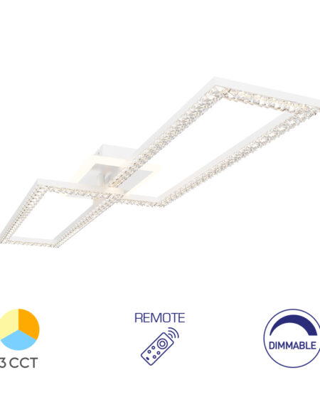 LED Plafonjera CRYSTAL D Bela 55W 3u1