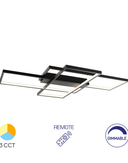 LED plafonjera NELA Crna – 80W SQR, sa daljinskim