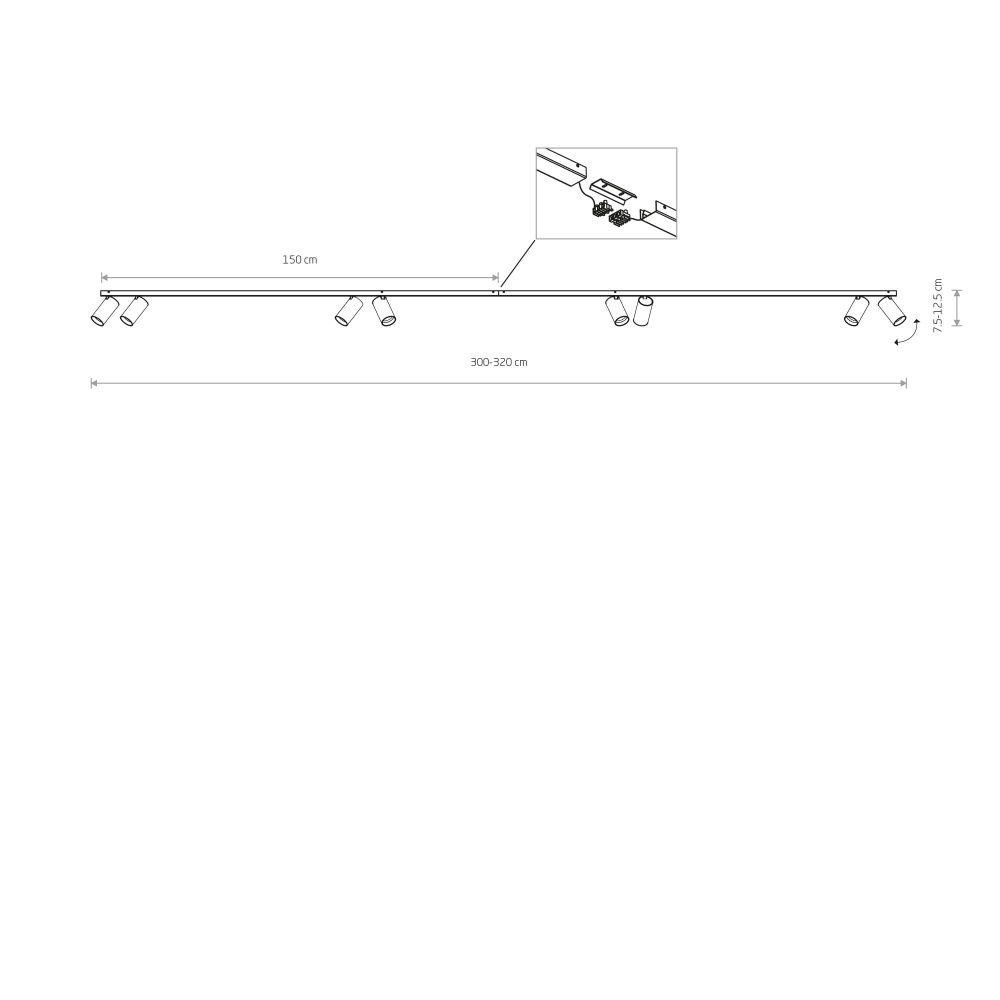 Spot lampe MONO VIII 2X150 BLACK - Слика 2