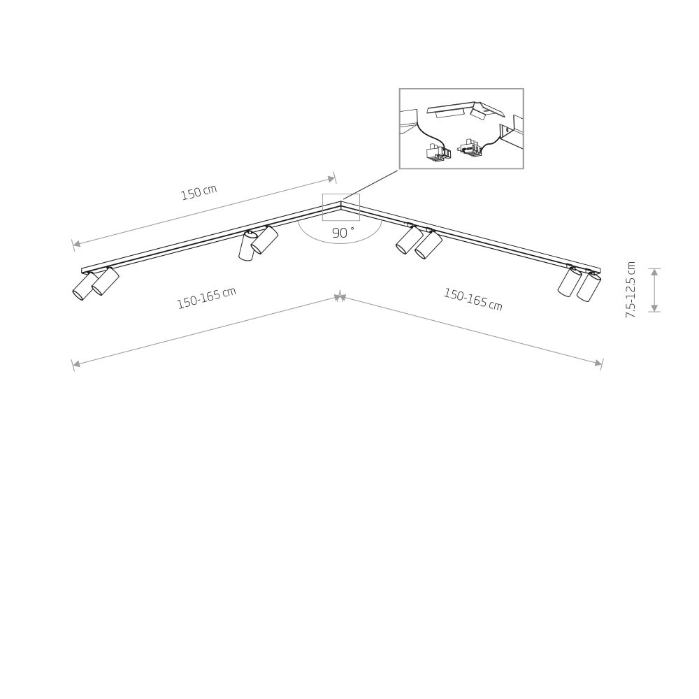 Spot lampe MONO CORNER VIII 2X150 WHITE - Слика 2