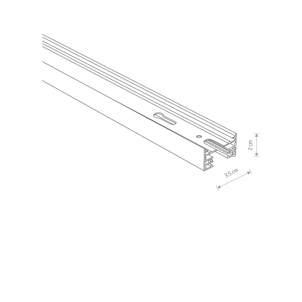PROFILE RECESSED TRACK WHITE 2 METERS - Слика 2