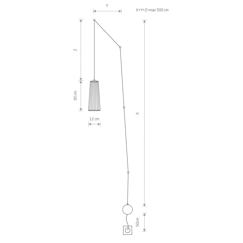 DOVER BLACK I wall lamp cable - Слика 2