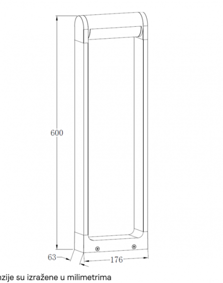 DAWN LED SVETILJKA 0230-600 STUBNA 12W 3000K IP65 CORTEN