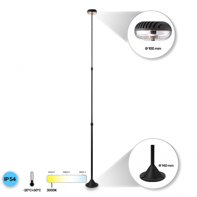 LED SVETILJKA HILITE 5743 STUBNA 6W 3000K IP54 SIVA ANTRACIT - Слика 2
