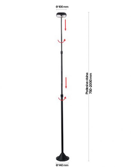 LED SVETILJKA HILITE 5743 STUBNA 6W 3000K IP54 SIVA ANTRACIT