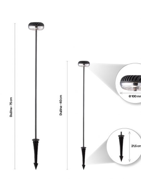 LED SVETILJKA HILITE 5743-750 STUBNA 6W 3000K IP54 SIVA ANTRACIT