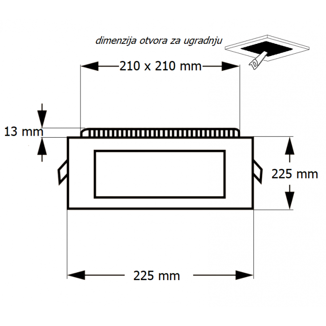 LED PANEL U/Z KNS1-18W 3000/4000/6000K