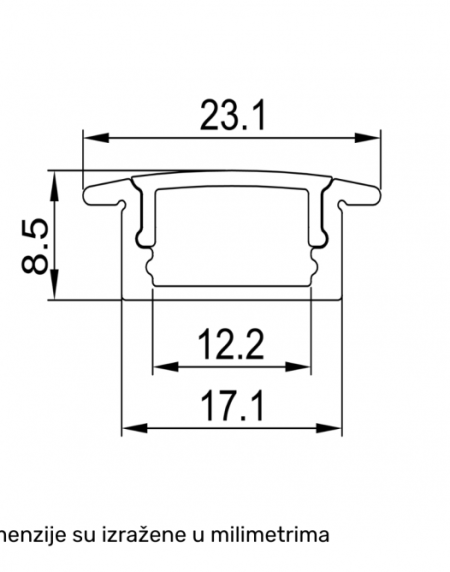 LED PROFIL LL-ALP001-R KOMPLET CRNI