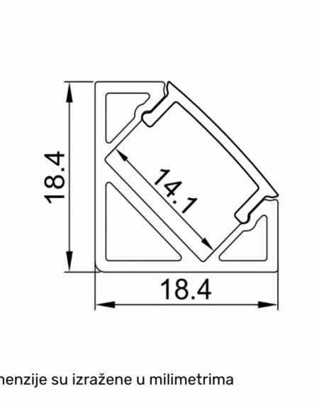 LED PROFIL LL-ALP007-R KOMPLET CRNI