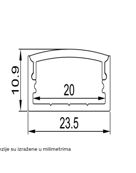 LED PROFIL LL-ALP014  KOMPLET CRNI