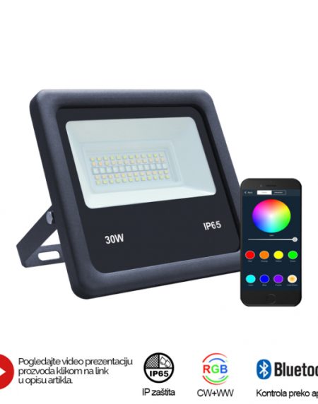 LED REFLEKTOR BR-FL30W-04AZ CRNI RGB/WW/CW BLUETOOTH