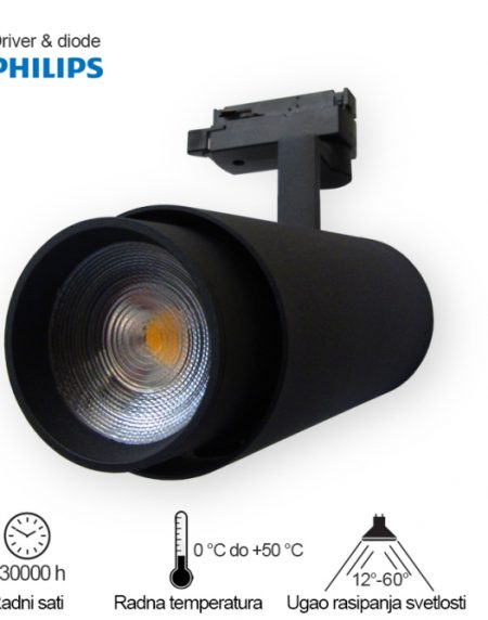 LED REF SINSKI 339201-1 20W 4000K DIM CRNI TROFAZNI