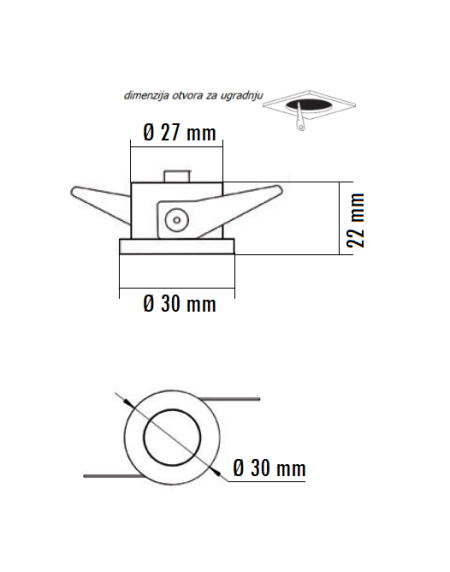 LED ROZETNA L0860-16 1W 3000K BELA
