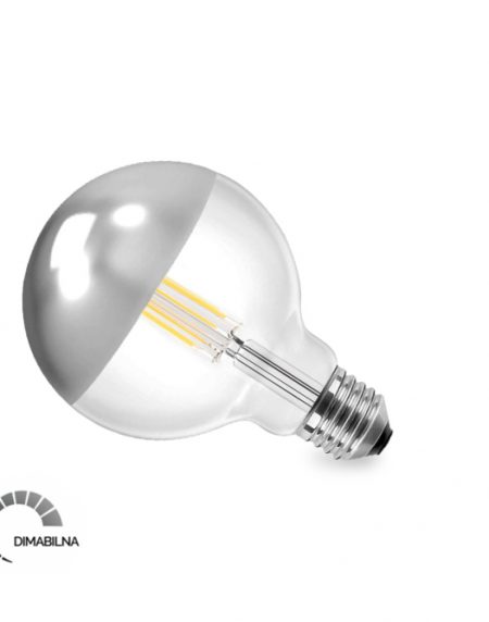 LED SIJALICA FILAMENT DIM G125 8W E27 2700K 1055lm TOP SILVER