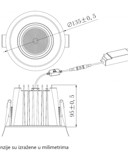 LED SVETILJKA CPS-Y4A15-D23 3000/4000/5000K 15W IP65 CRNA