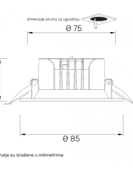 LED SVETILJKA HSM-DL00812 3000/4000/6000K 8W IP20 CRNA