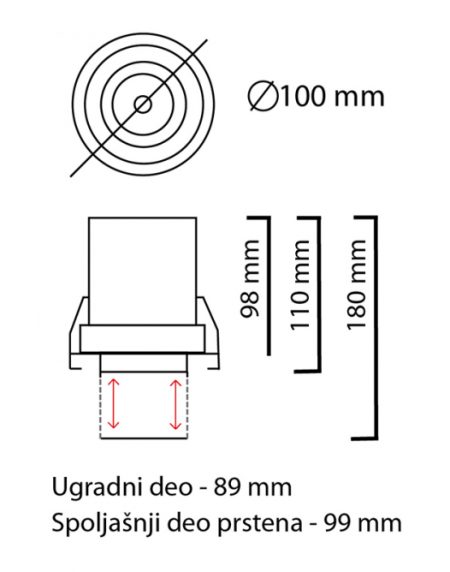LED SVETILJKA JM-4601 U/Z PLAFONSKA 12W 3000K 24° DIM. CRNA