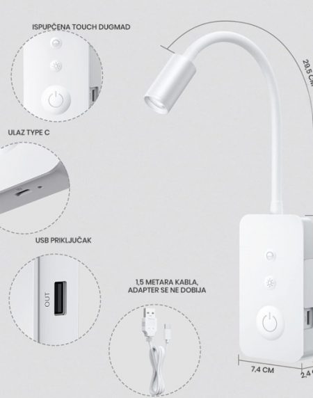 LED ZIDNA SVETILJKA ELY00X-1 BELA