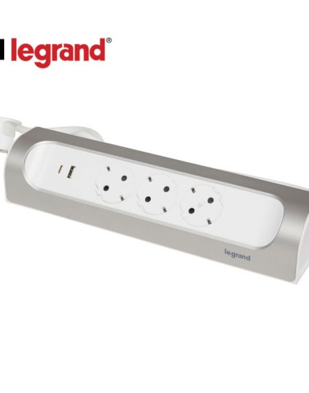 LG 694502 BLOK MULTIFUNKCIONALNI UGAONI 3X2P+E 1XUSB-A 1XUSB-C 1M (BELA/ALU)