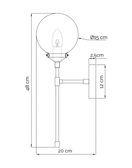 LUNA 209 ZIDNA LAMPA 1*E14 MESING