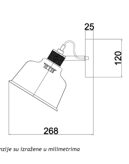 LUNA 221 ZIDNA LAMPA 1*E27 CRNA/BAKAR