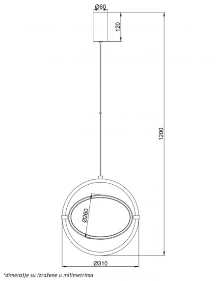 LUNA 253 VISILICA 10W 3000K CRNA DIM