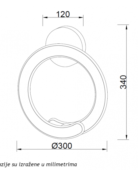 LUNA 260 ZIDNA LAMPA 24W 3000K CRNA