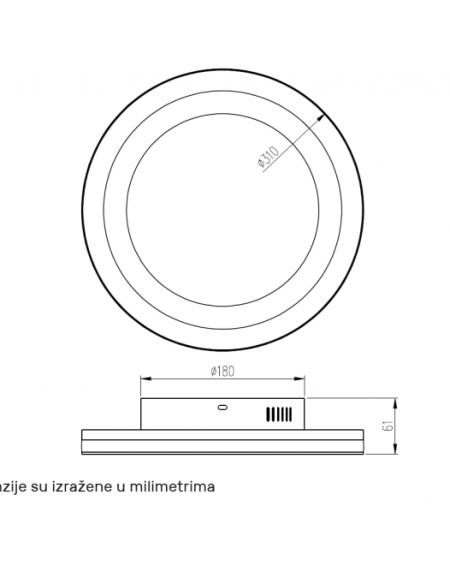 LUNA 324 PLAFONSKA SVETILJKA 31W 3000/4000/5700K SIVA