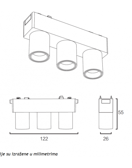 MAGNETIC SLIM SVETILJKA LED26-3TY 6W 3000K 24° 48V DC BELA