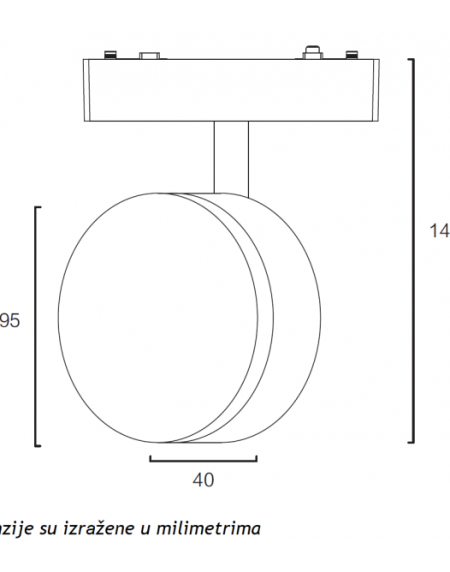 MAGNETIC SLIM SVETILJKA LED26-B90 9W 3000K 150° 48V DC BELA