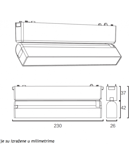 MAGNETIC SLIM SVETILJKA LED26-ZD-12F 10W 3000K 150° 48V DC CRNA