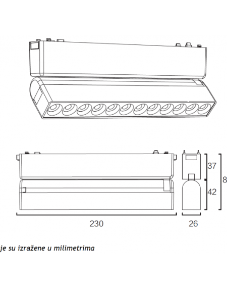 MAGNETIC SLIM SVETILJKA LED26-ZD-12T 12W 3000K 24° 48V DC CRNA
