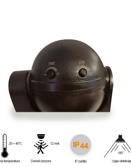 SENZOR SAMOSTALNI ST09 180° IP44 CRNI