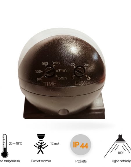 SENZOR SAMOSTALNI ST11 180° IP44 CRNI