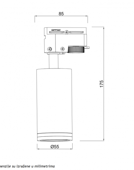 SINSKI REFLEKTOR TS194C 1XGU10 CRNI MONOFAZNI