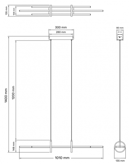 SOLEA 1 LUSTER 36W 3000/4000/6000K CRNA/ZLATO
