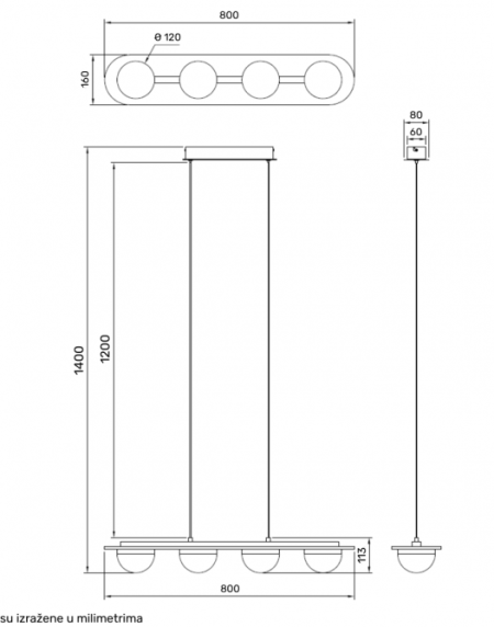 SOLEA 6 LUSTER 28W 3000/4000/6000K CRNA/DRVO
