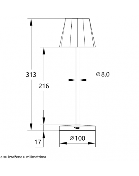 STONA LAMPA PUNJIVA 13T25 3W 3000K IP44 SIVA