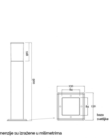 SVETILJKA JM-4607-500 STUBNA 1*E27 IP65 ANTRACIT