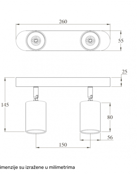 TALIA 82 SPOT LAMPA 2*GU10 CRNA