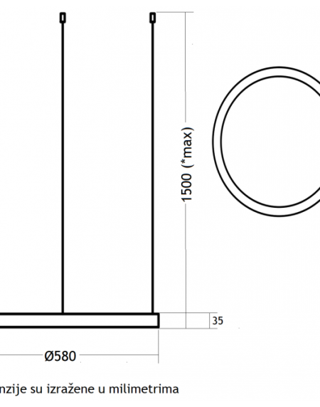 VESTA 355 VISILICA 48W 3000K BELA (O 580 mm)