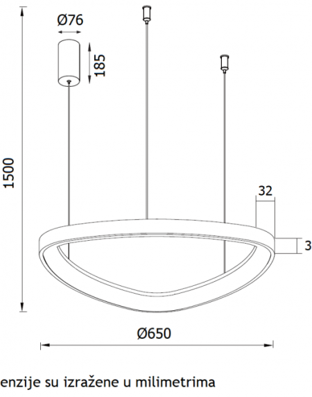 VESTA 520 VISILICA 48W 3000K BELA (O 650 mm)
