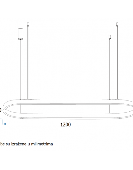 VESTA 519 VISILICA 60W 3000K CRNA (1200x350 mm)